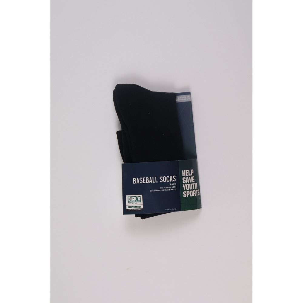 Dick's Sporting Goods Baseball Socks 2 Pack Medium Black Athletic Cleat Socks
